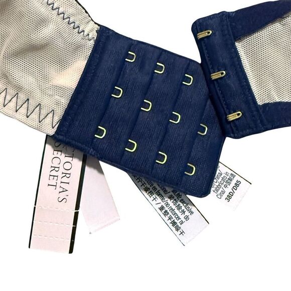 NWT Victoria's Secret Blue Beige Floral Lace Lined Plunge Bra 38D - Picture 7 of 12